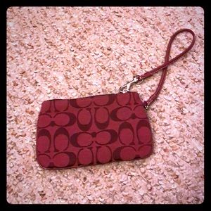 Coach Wristlet in Maroon